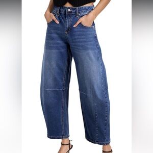 SIDEFEEL WMN Barrel Jeans Wide Leg Vintage High Rise Y2k Baggy Boyfriend Denim